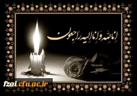 همکار گرامی  سرکار خانم دکتر سهرابی 

در گذشت دایی گرامیتان را به جناب عالی و خانواده محترمتان صمیمانه تسلیت عرض نموده و از خداوند منان رحمت واسعه برای آن مرحوم و صبر و شکیبایی برای بازماندگان گرامی مسئلت می نماییم .
از طرف سرپرست ، اساتید و کارکنان پر