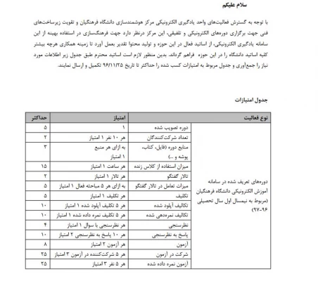 قابل توجه  اساتید محترم در بخش تولید محتوا