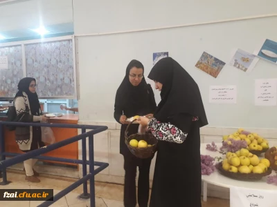 توزیع سیب به عنوان نماد سلامتی به مناسبت روز سلامت در پردیس فاطمه زهرا(س)