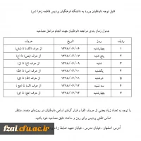 جدول زمان بندی مراجعه داوطلبان جهت انجام مراحل مصاحبه