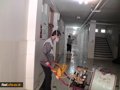 دانشگاه فرهنگیان پردیس فاطمه زهرا (س) علیه ویروس کرونا ضدعفونی شد.