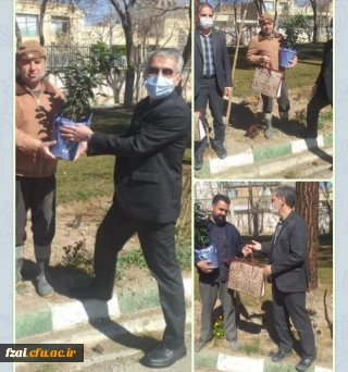 دکتر آقاحسینی به مناسبت هفته درختکاری  از باغبانان پردیس فاطمه زهرا (س) تقدیر نمود.
