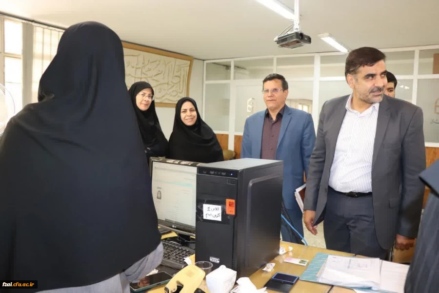 بازدید علی اکبر کجباف رئیس دانشگاه فرهنگیان استان به همراه مسوولین نظارت و ارزیابی استان اصفهان و مسوولین دانشگاه فرهنگیان پردیس فاطمه زهرا (س) از فرآیند مصاحبه 